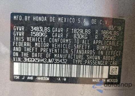 2018 Honda Fit Lx из США, поврежденный, VIN 3HGGK5H42JM735432